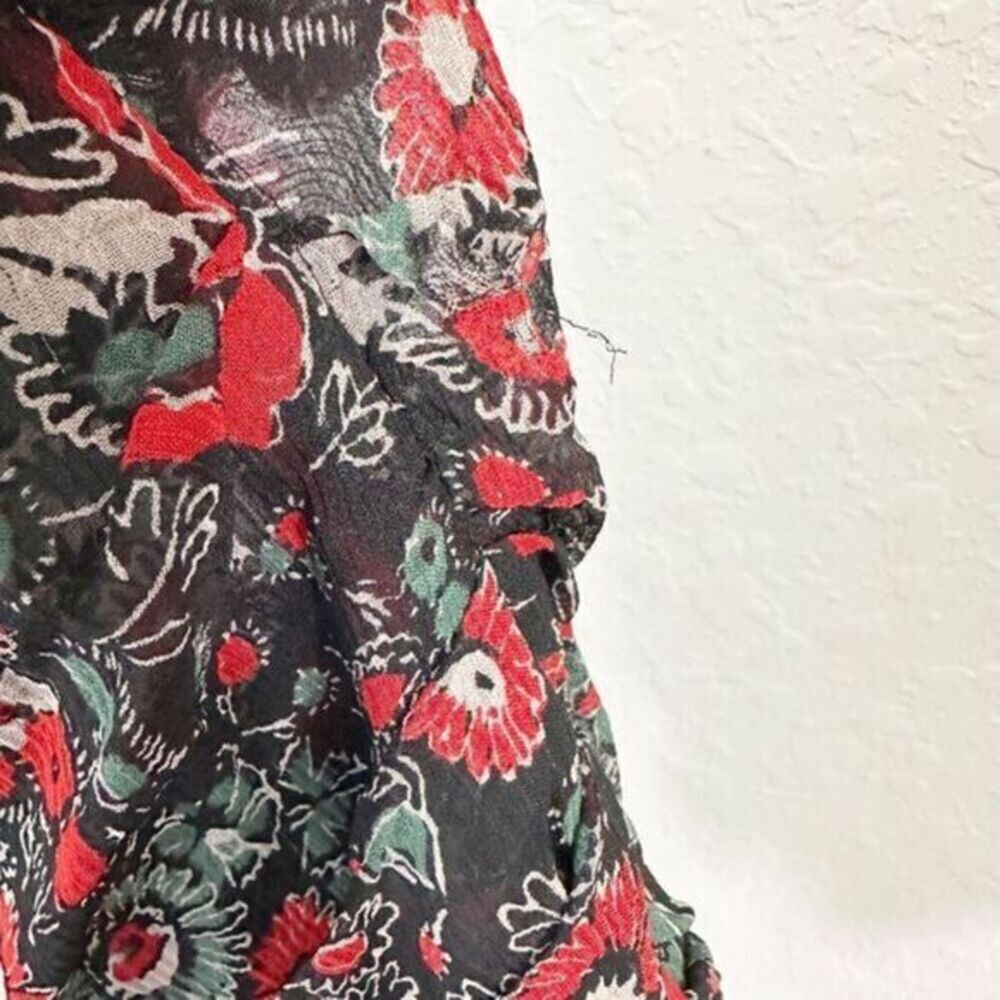 Veronica Beard Ballard‎ Silk One Shoulder Floral Ruffle Dress Black Red Size 8 - Picture 7 of 13